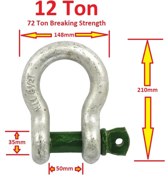  Bow Shackle 12 Ton A68732 Anglo Agriparts